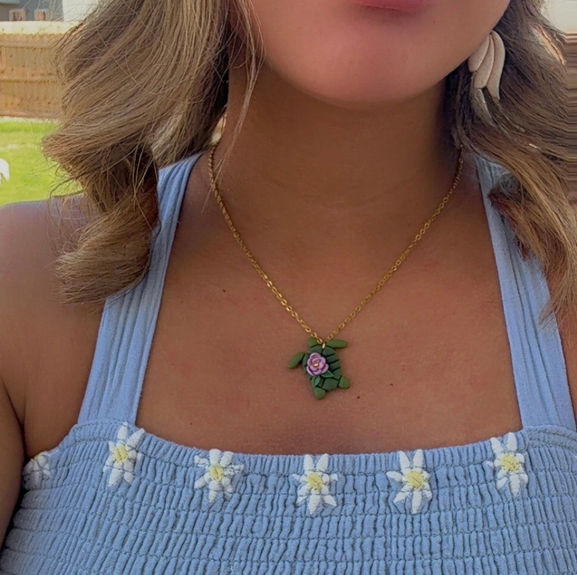 Floral Sea Turtle Necklace