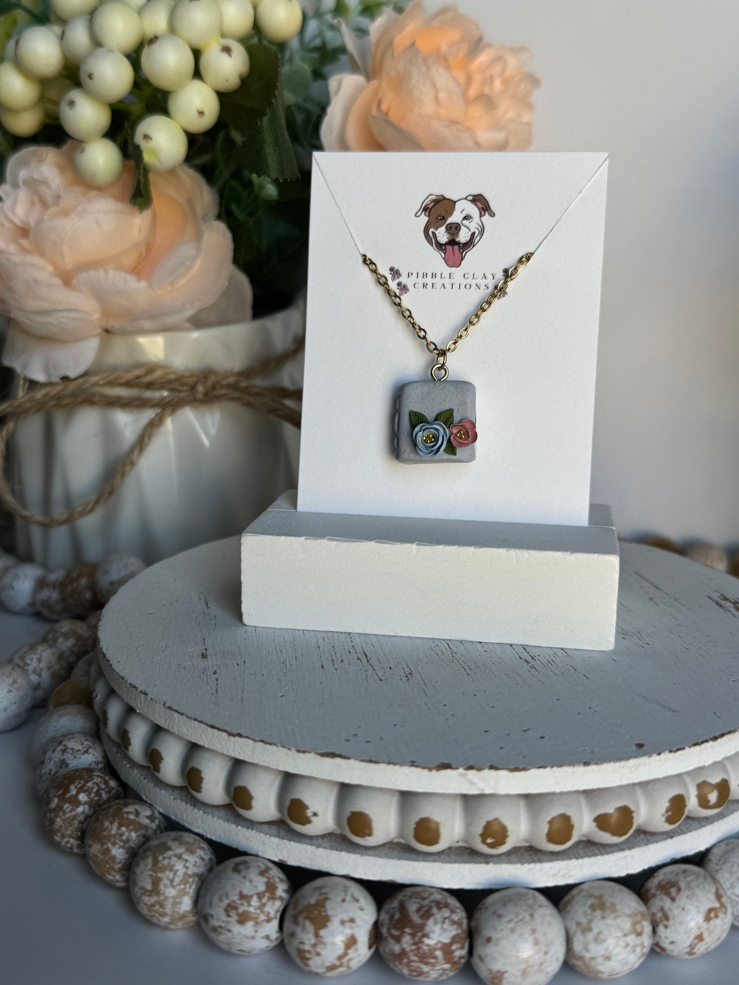 Floral Book Necklace