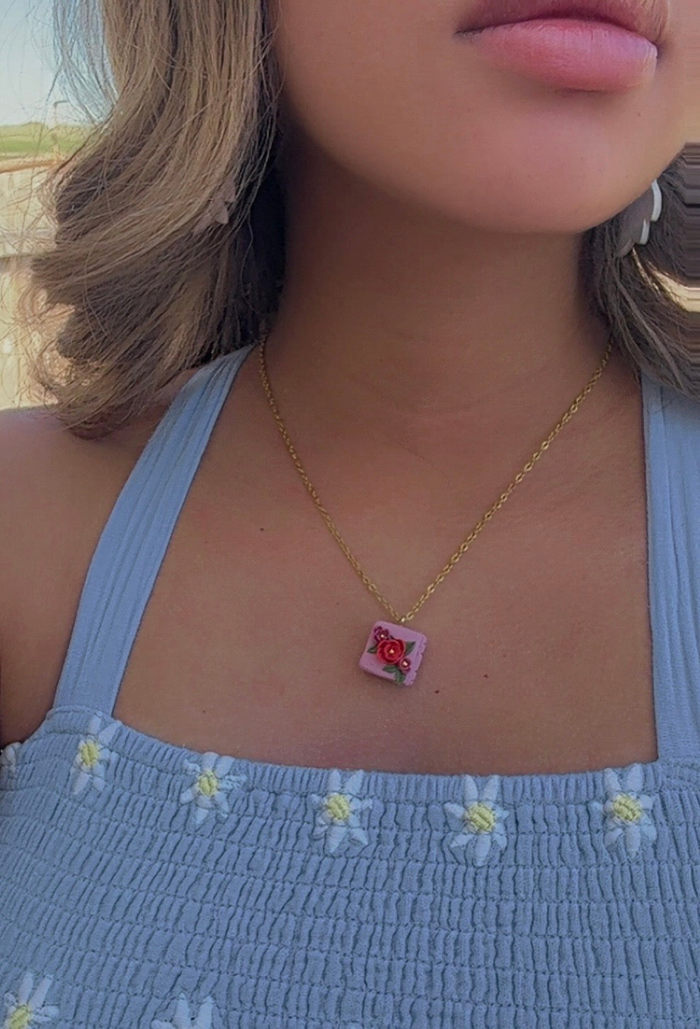 Floral Book Necklace