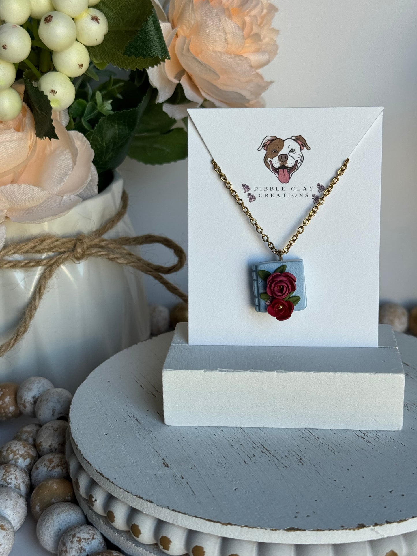 Floral Book Necklace