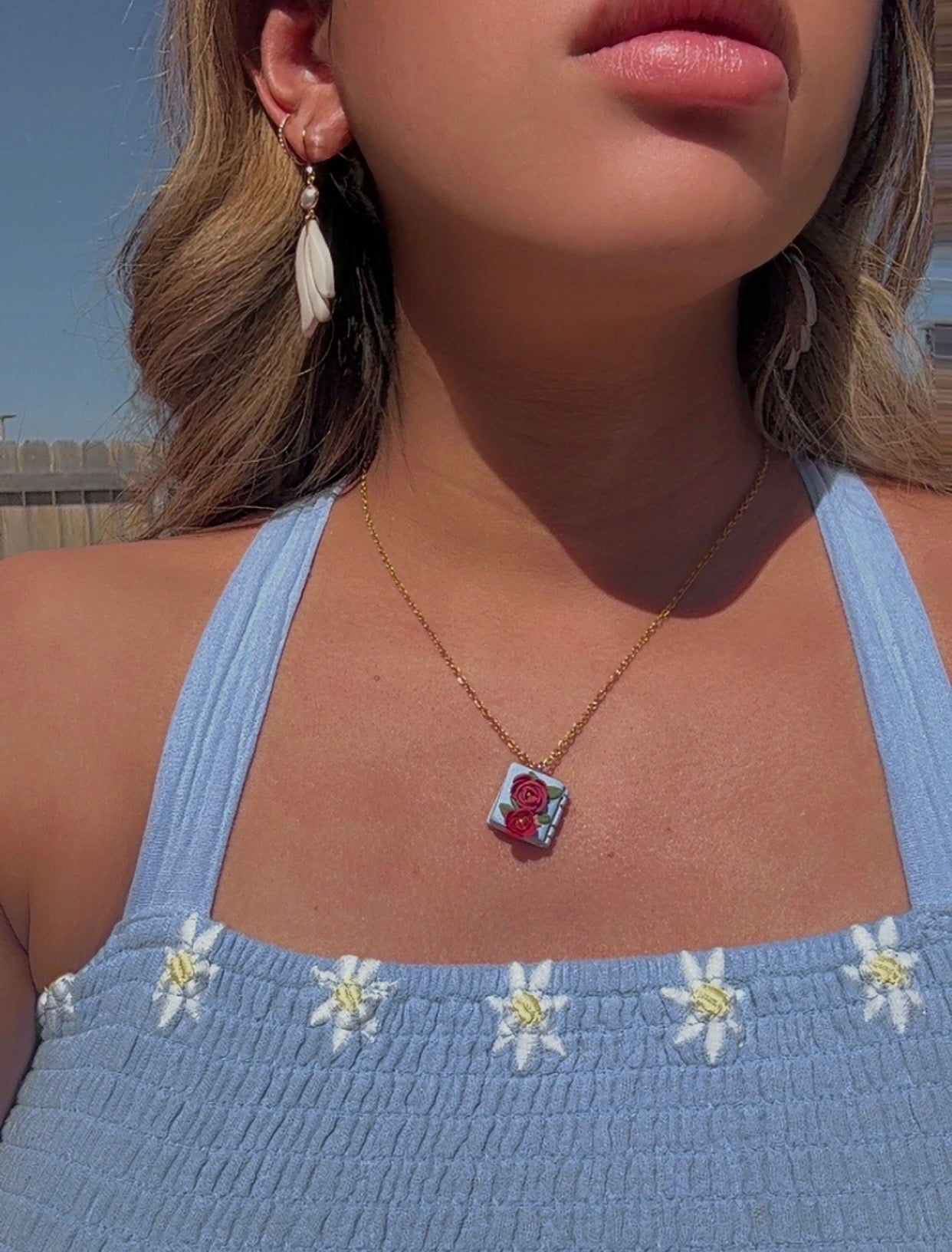 Floral Book Necklace