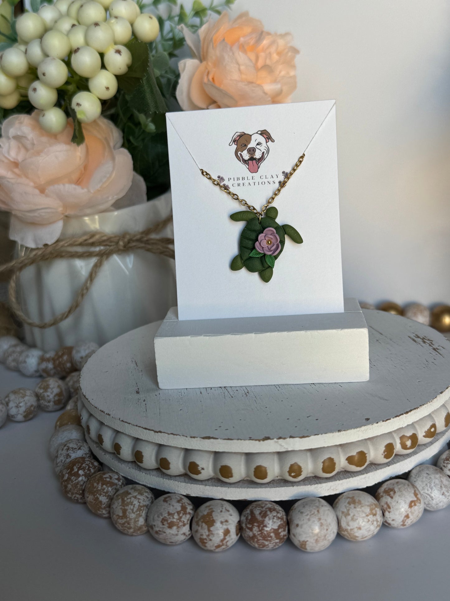 Floral Sea Turtle Necklace