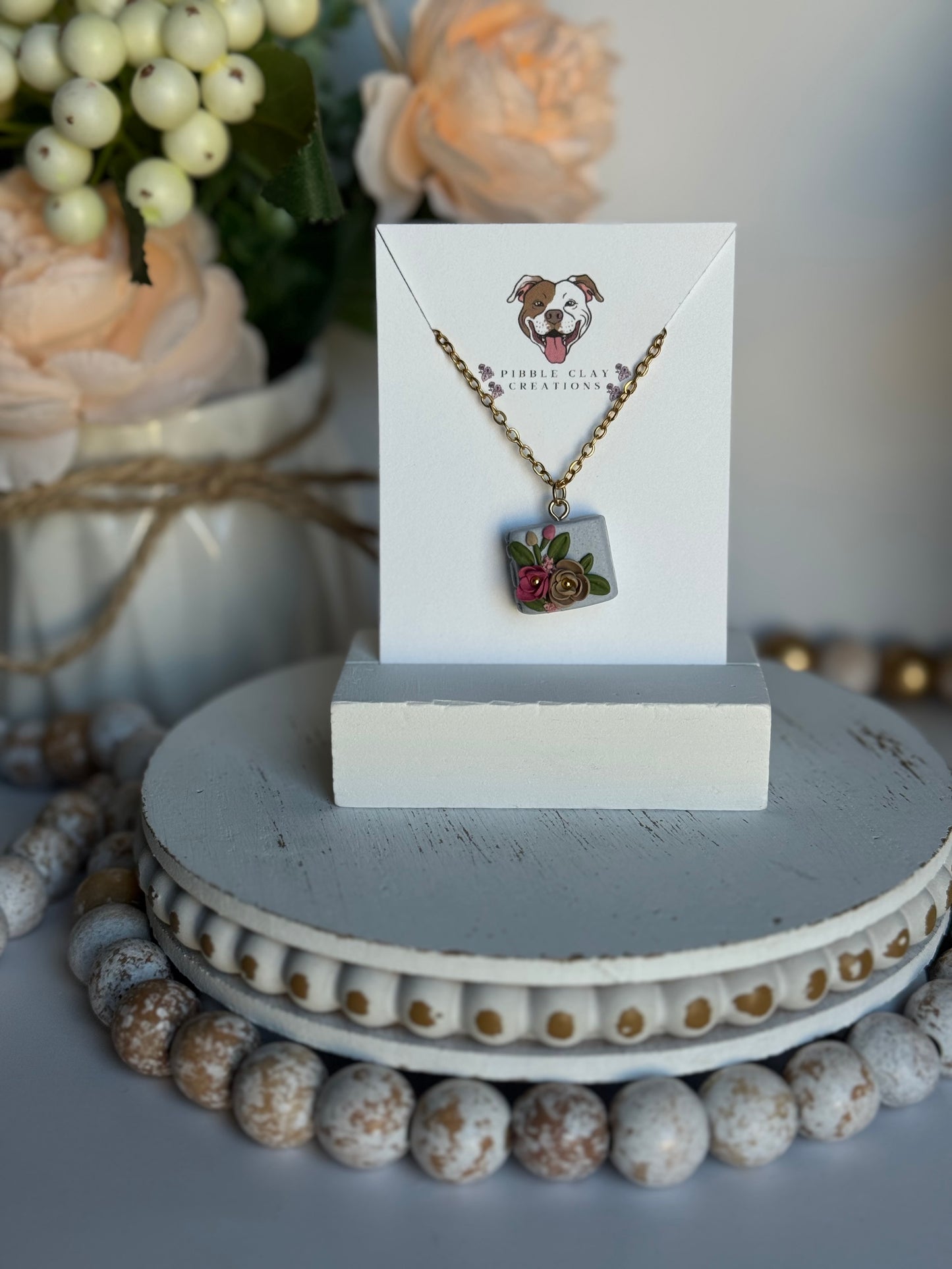 Floral Book Necklace