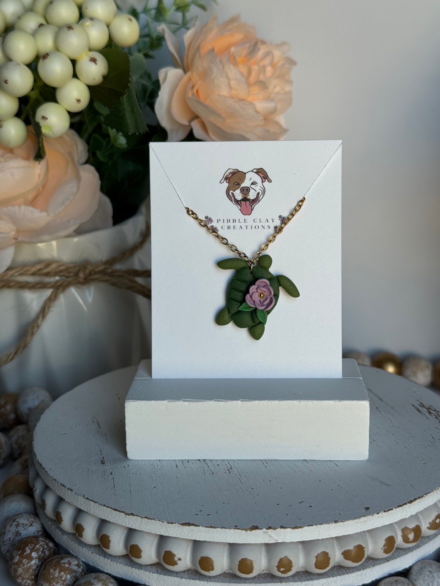 Floral Sea Turtle Necklace