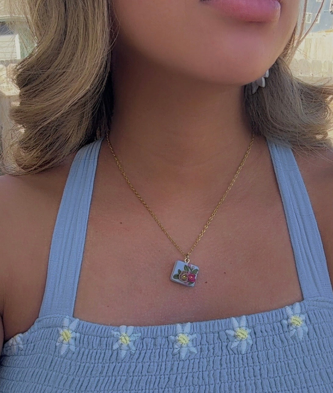 Floral Book Necklace