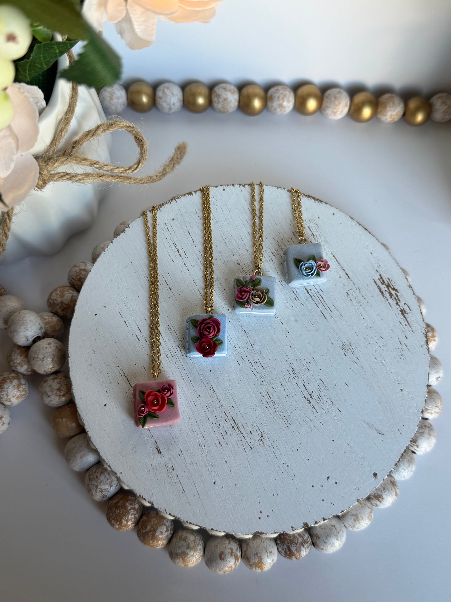 Floral Book Necklace