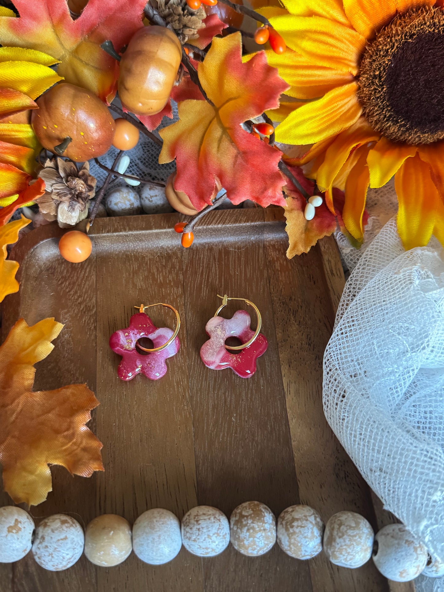 Flower Hoop Dangles