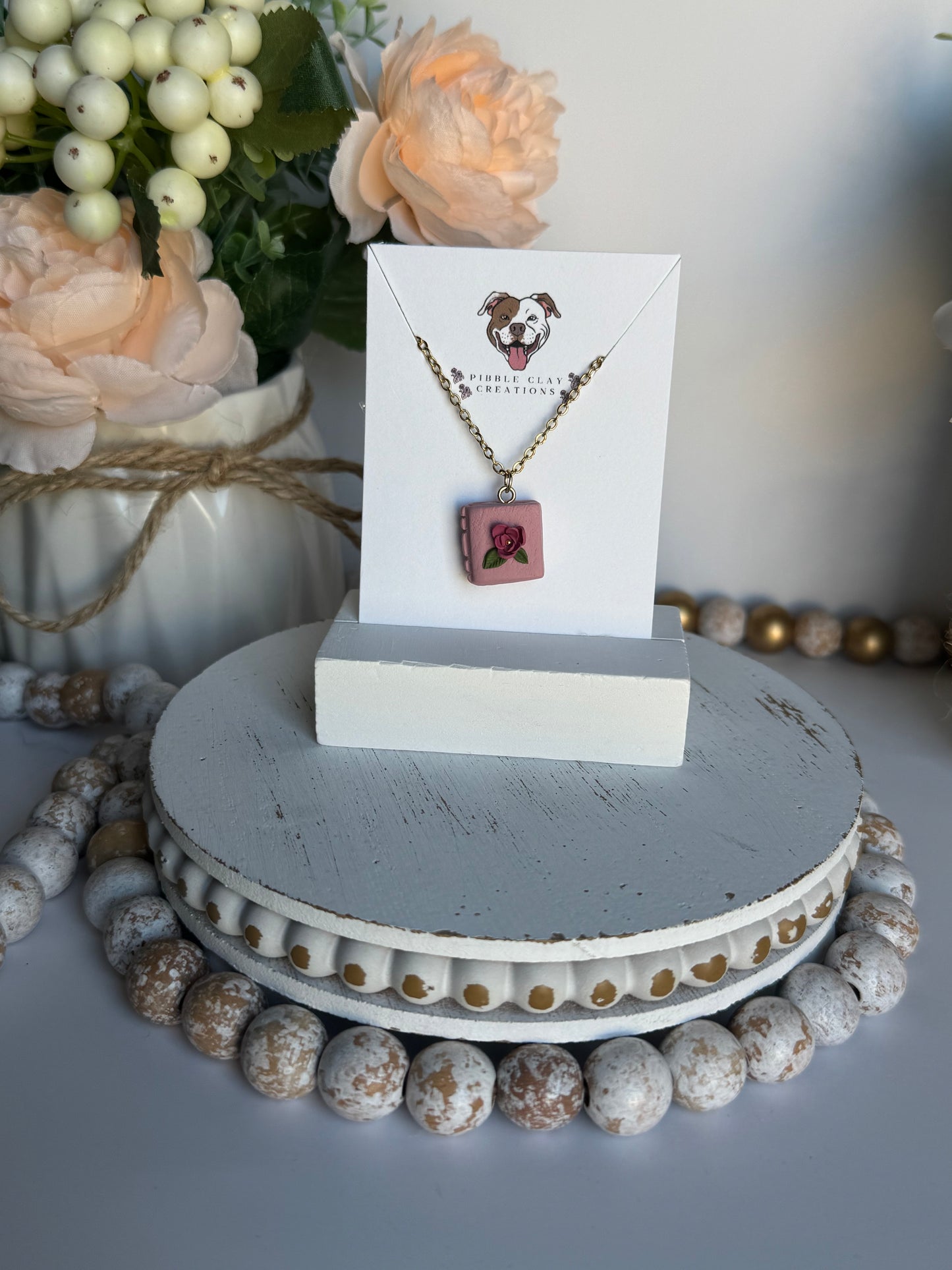 Floral Book Necklace