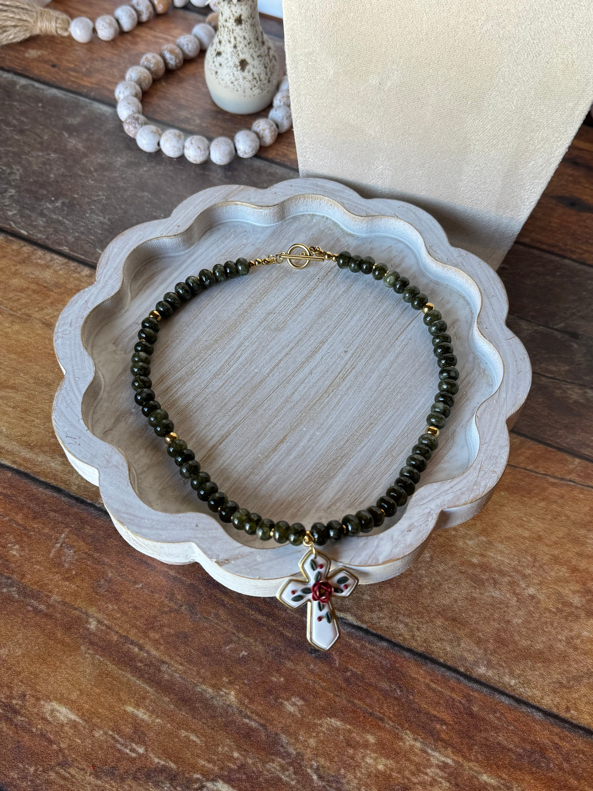 Green Jade, Cross Necklace