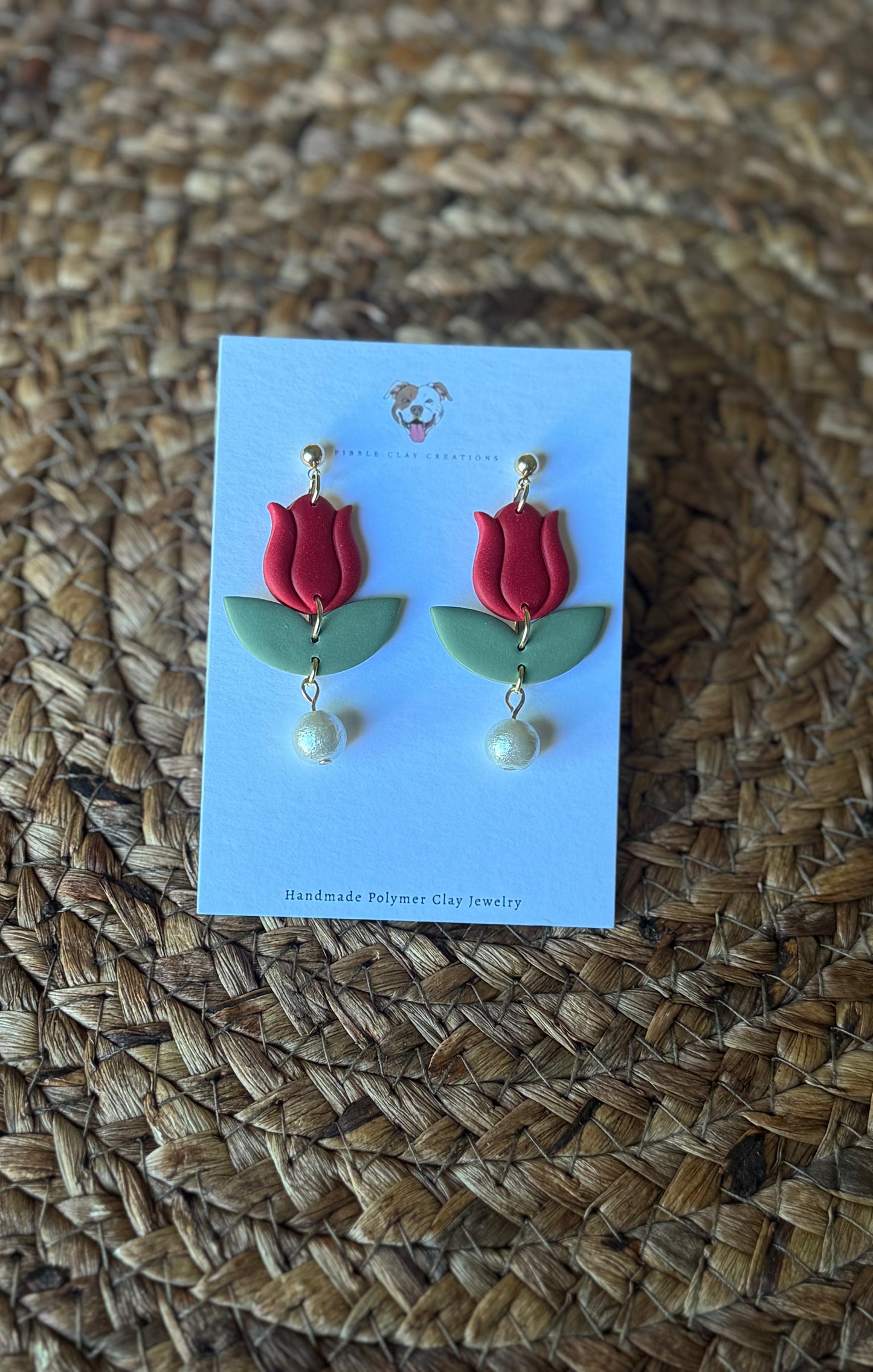 Tulip Earrings with Pearl Drop