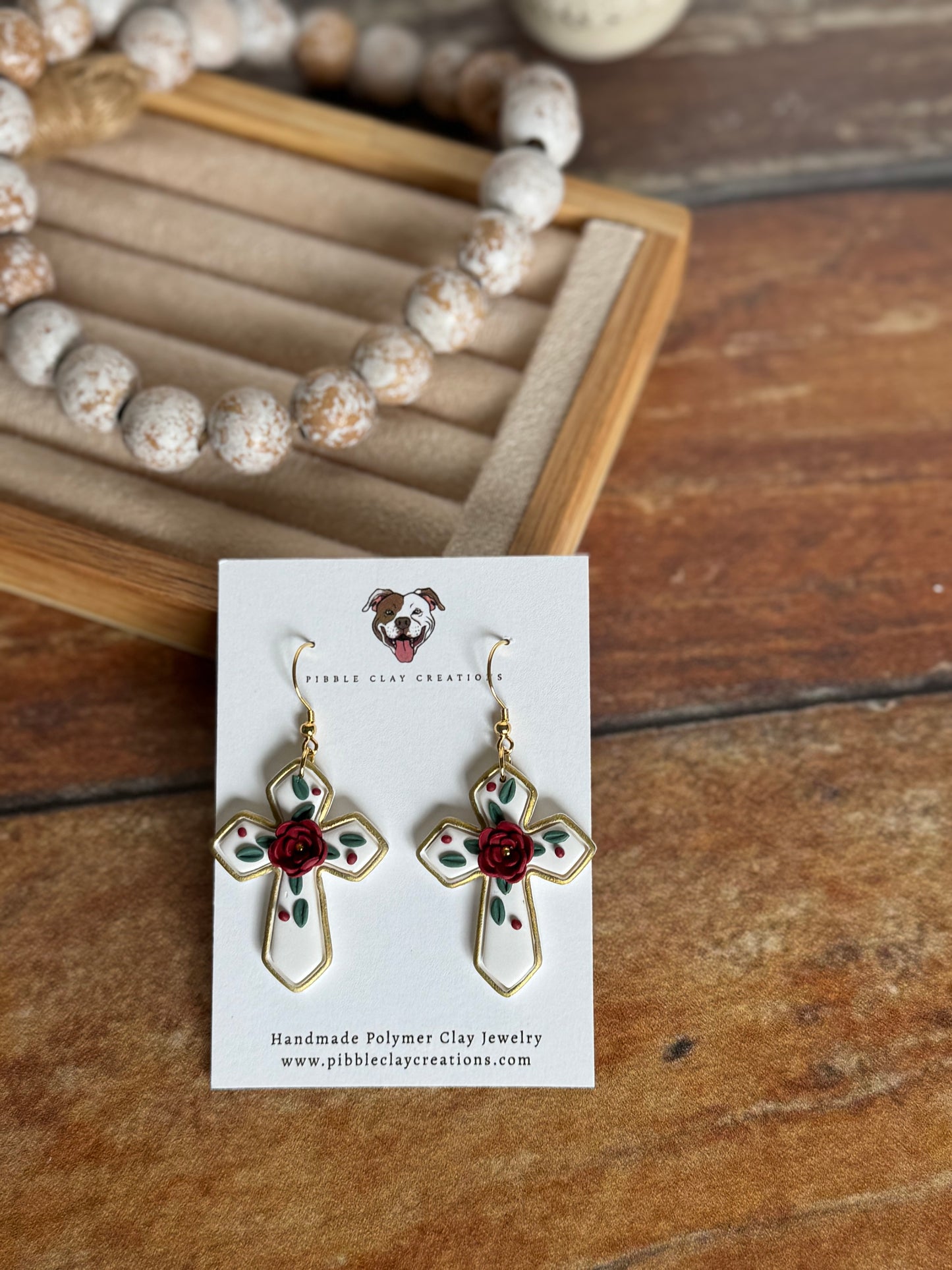 Floral Cross Earrings