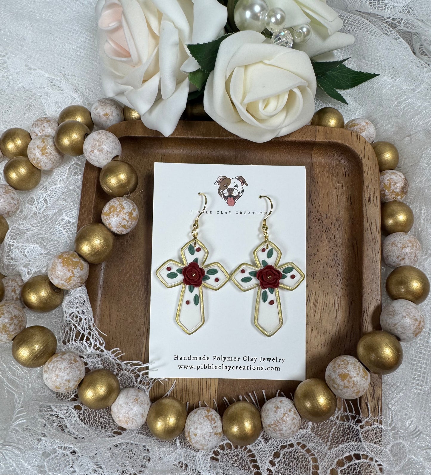 Floral Cross Earrings