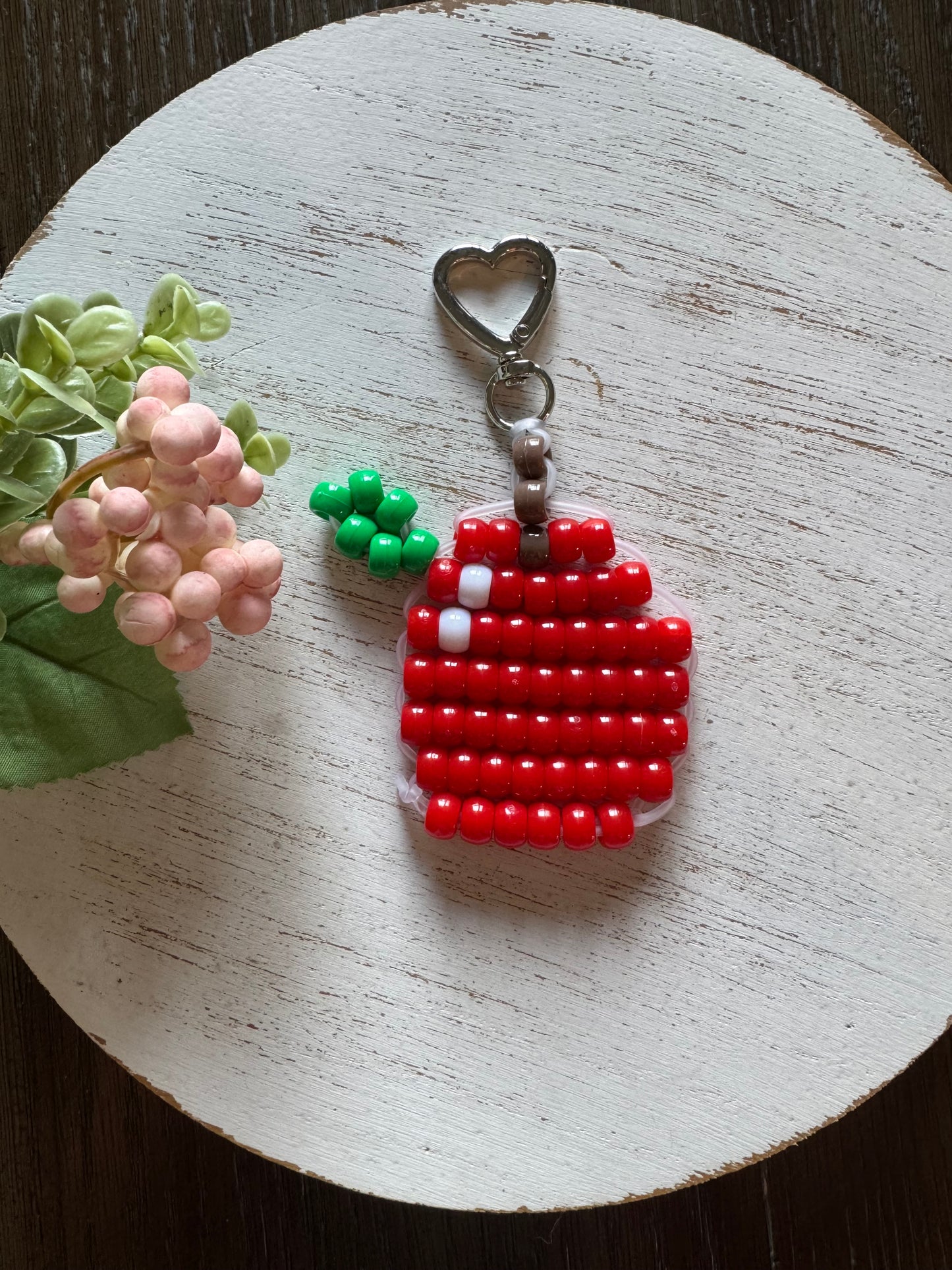 Red Apple Pony Bead Keychain/Bag Charm