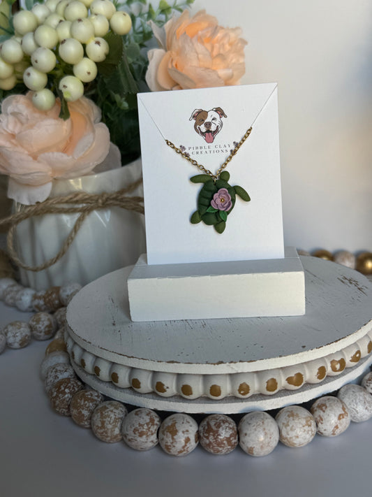 Floral Sea Turtle Necklace