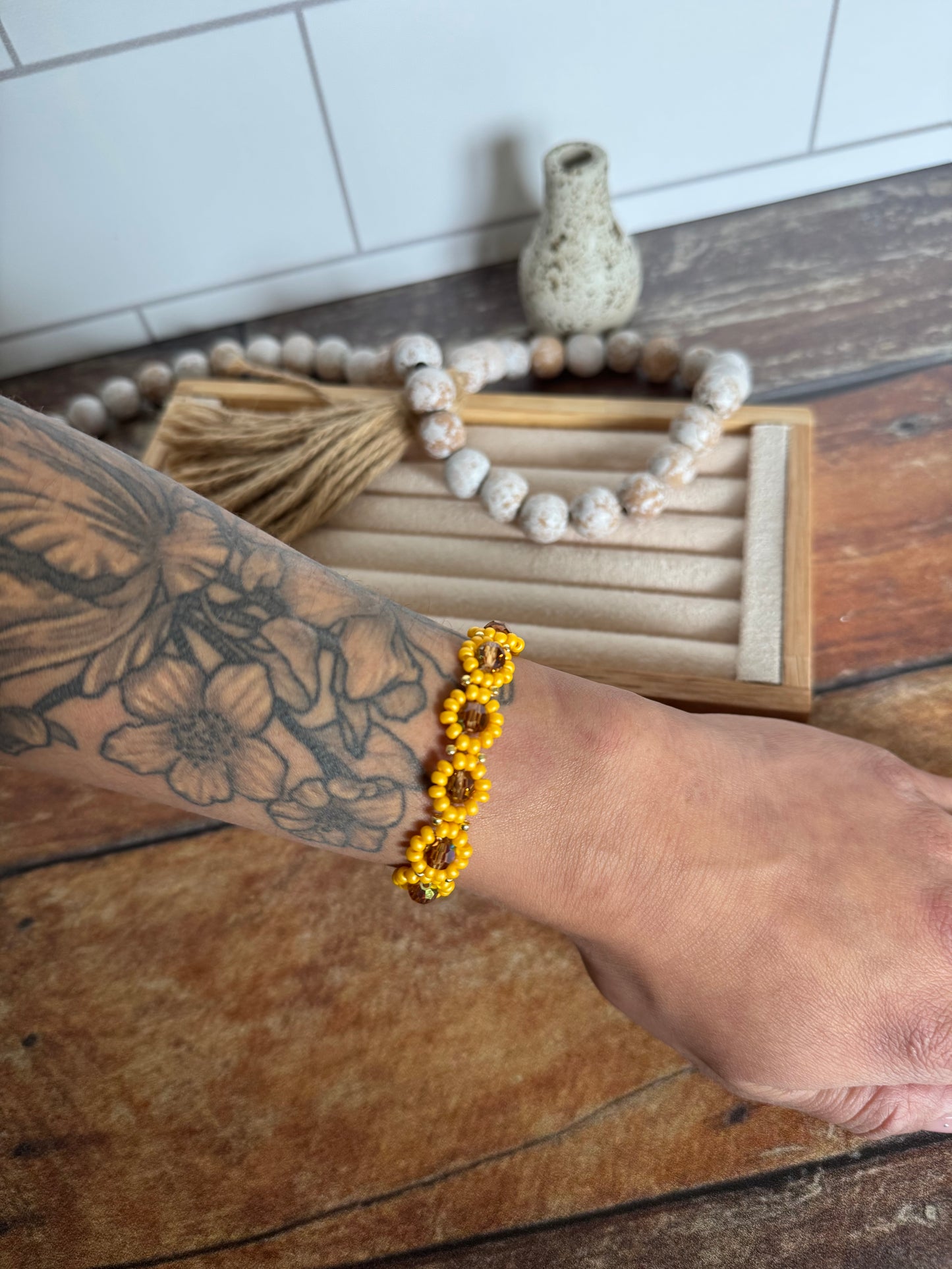 Sunflower Beaded Bracelet
