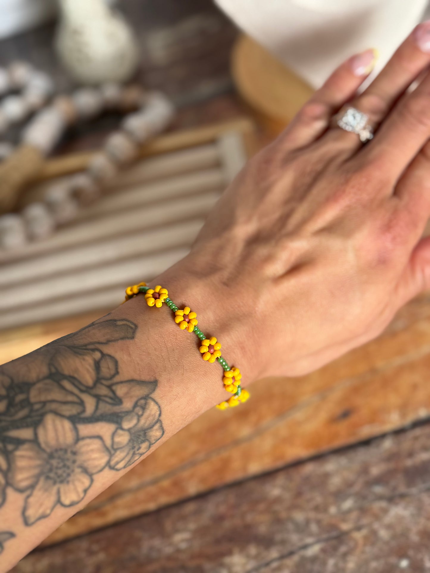 Sunflower Beaded Bracelet-Simple