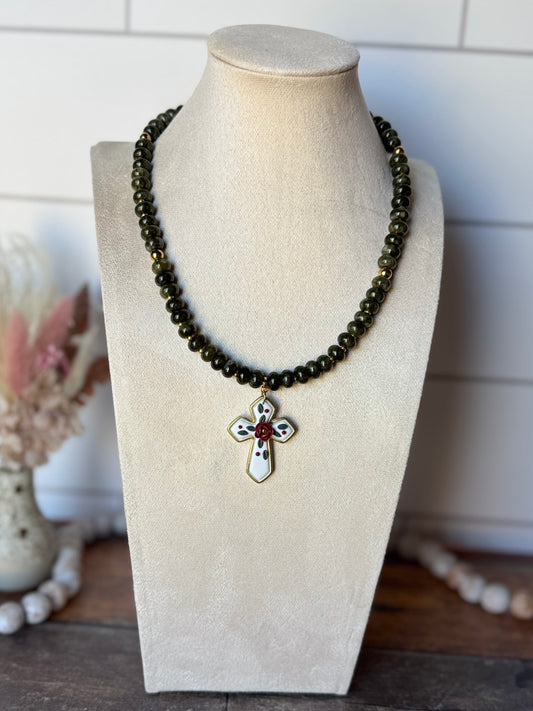 Green Jade, Cross Necklace