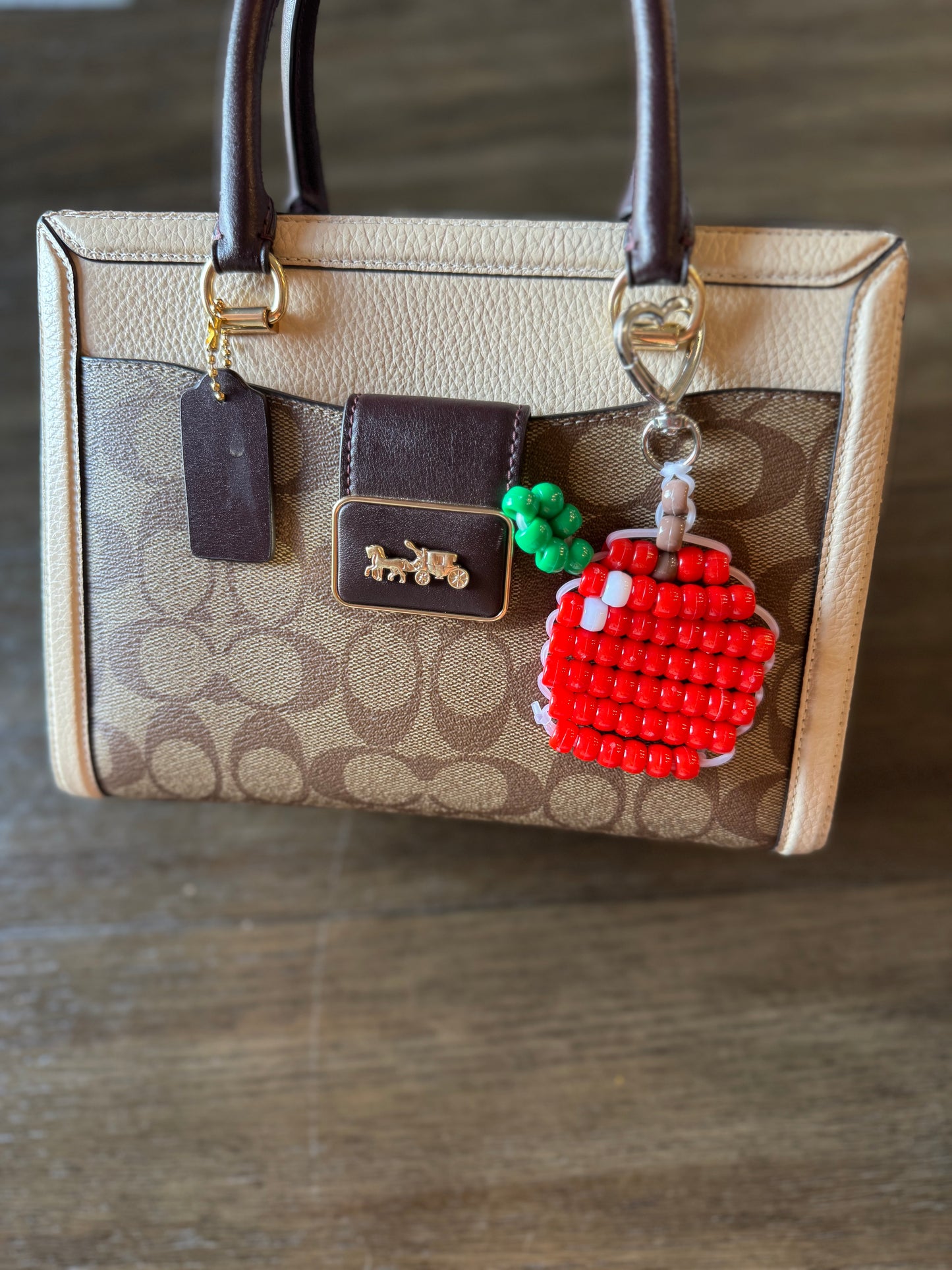 Red Apple Pony Bead Keychain/Bag Charm