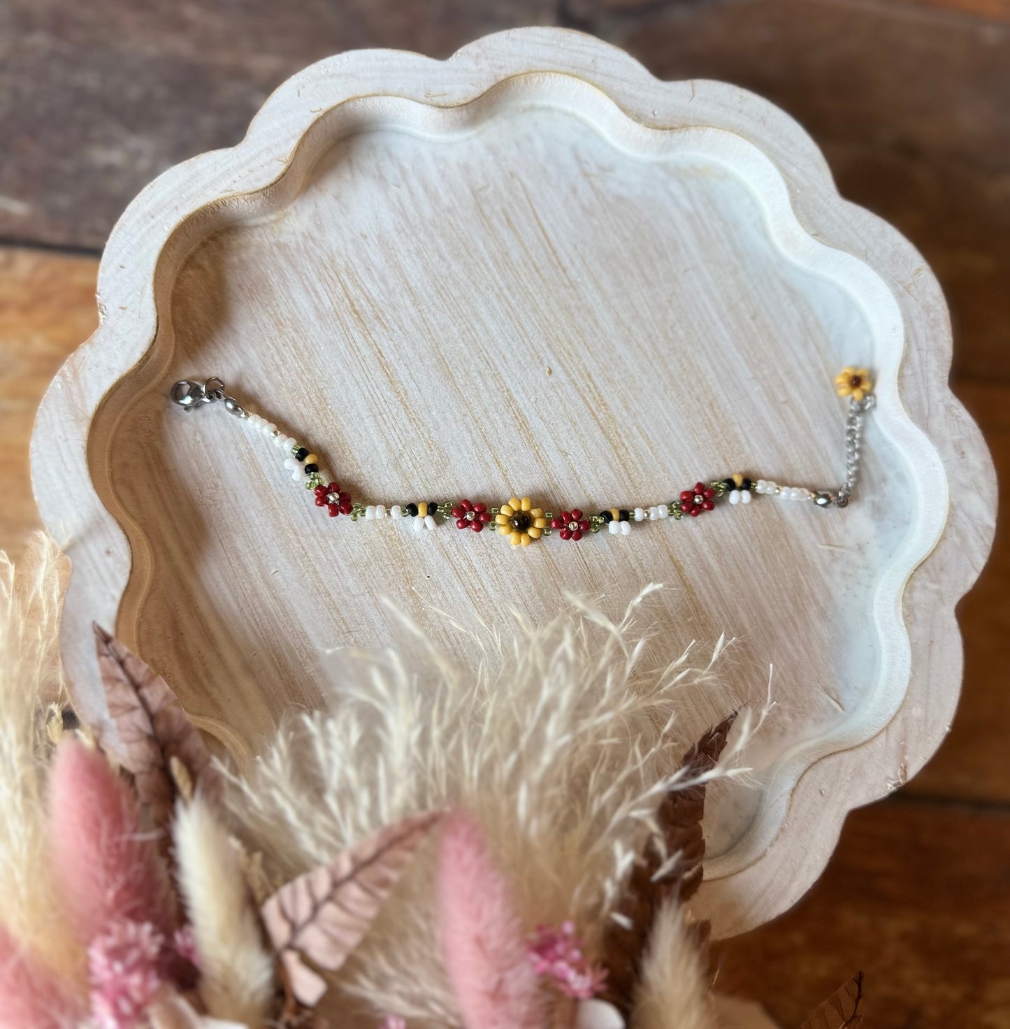 Red, Bee Bracelet, Sunflower Bracelet