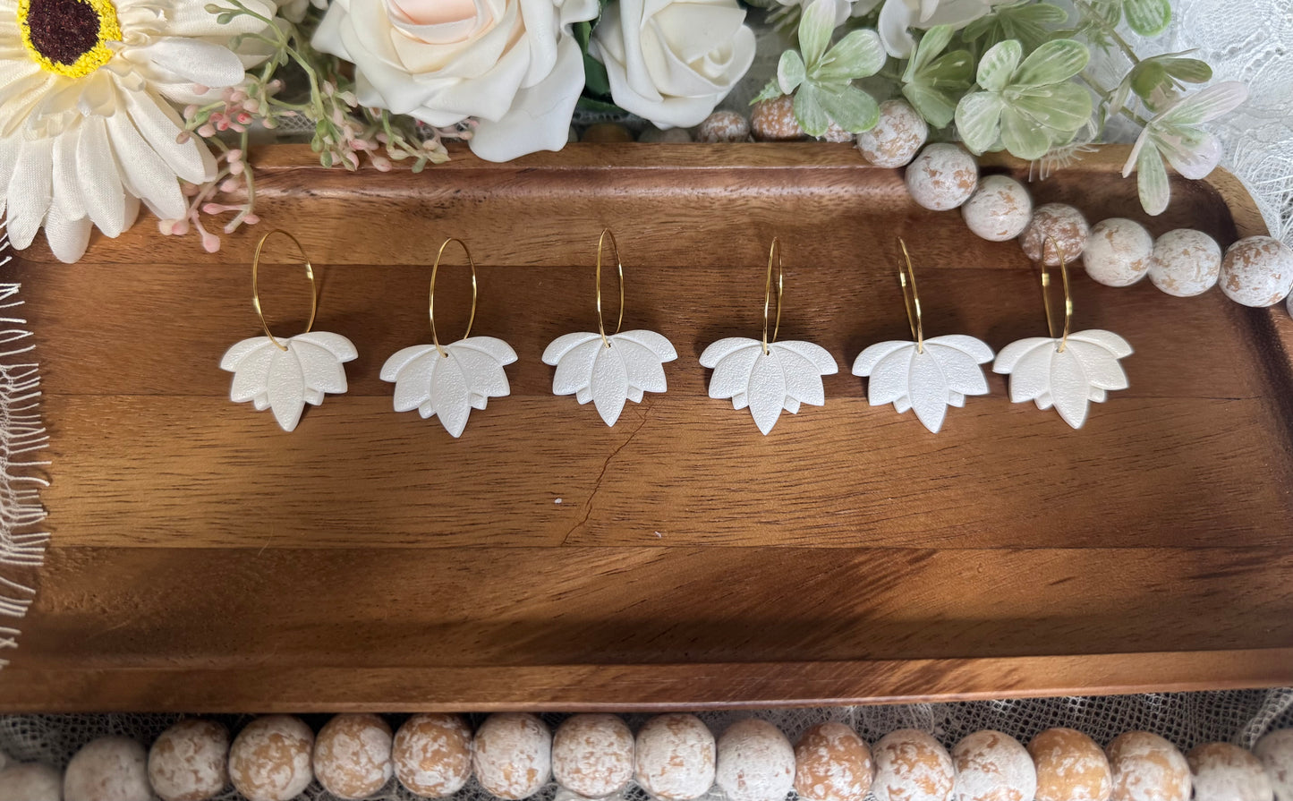 Lotus Clay Earrings