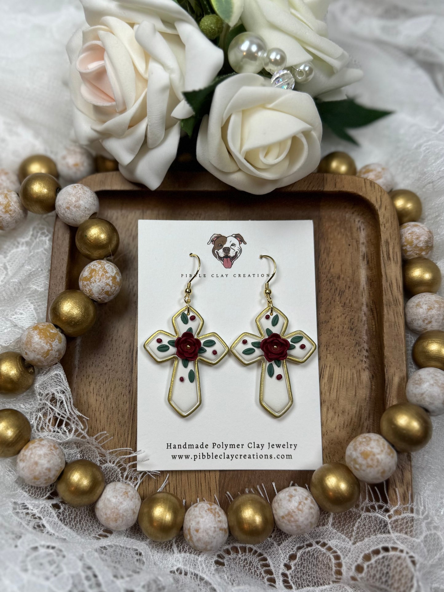 Floral Cross Earrings