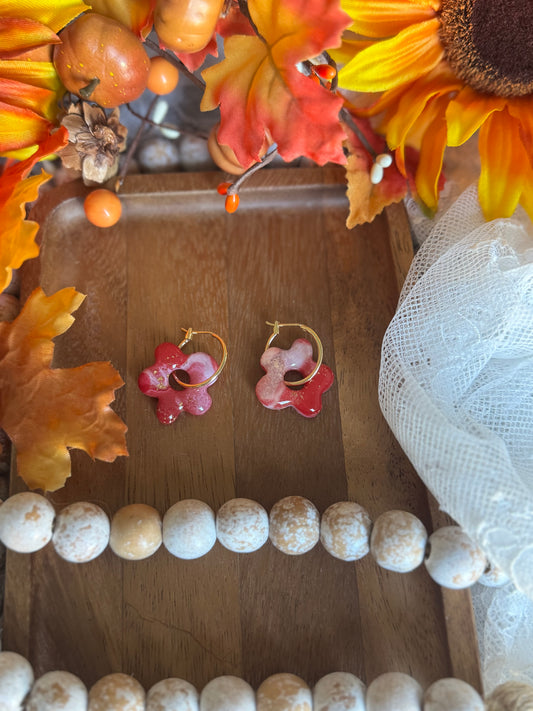 Flower Hoop Dangles