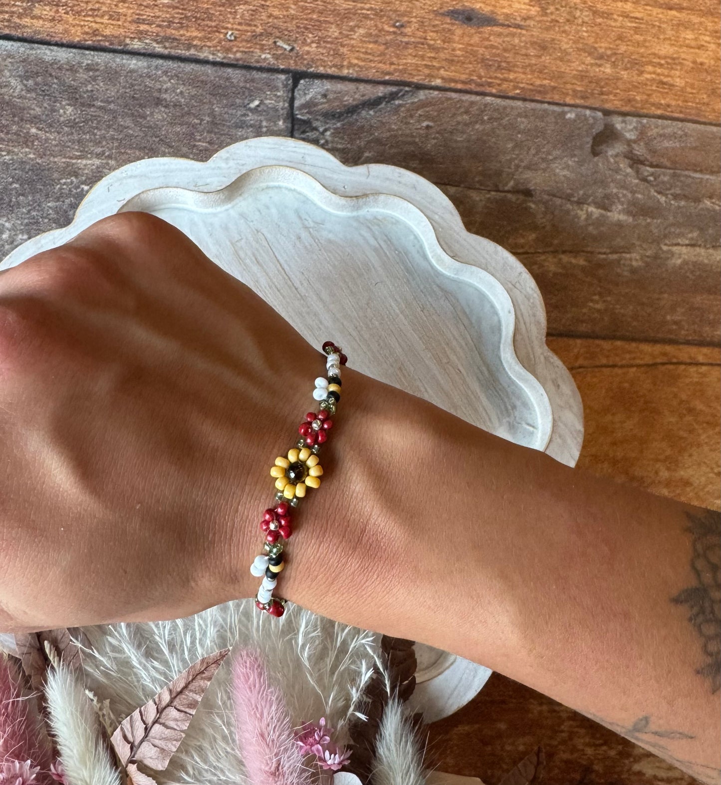Red, Bee Bracelet, Sunflower Bracelet