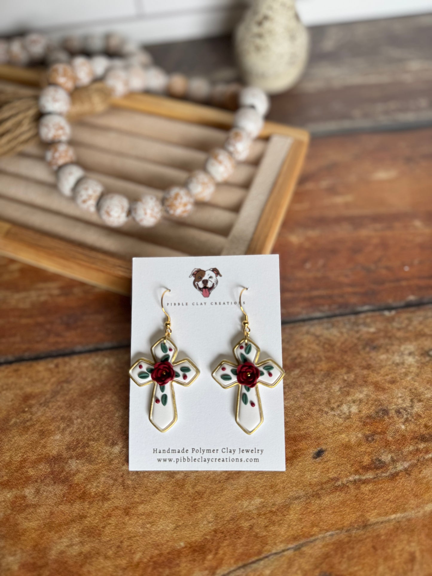 Floral Cross Earrings