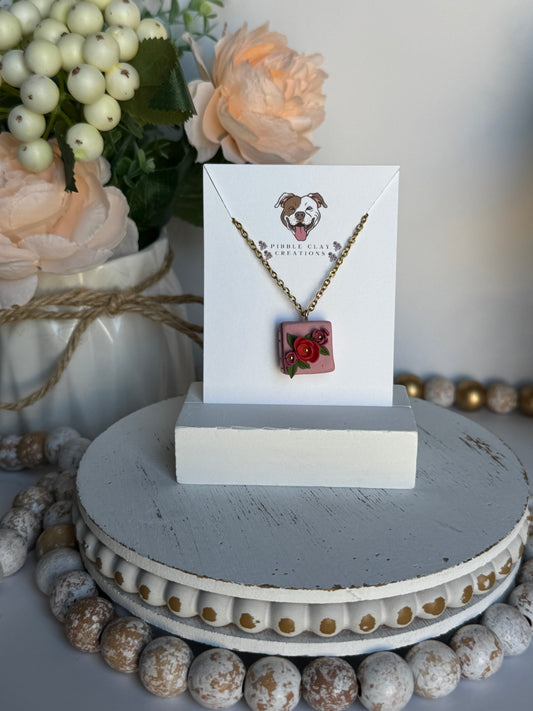 Floral Book Necklace
