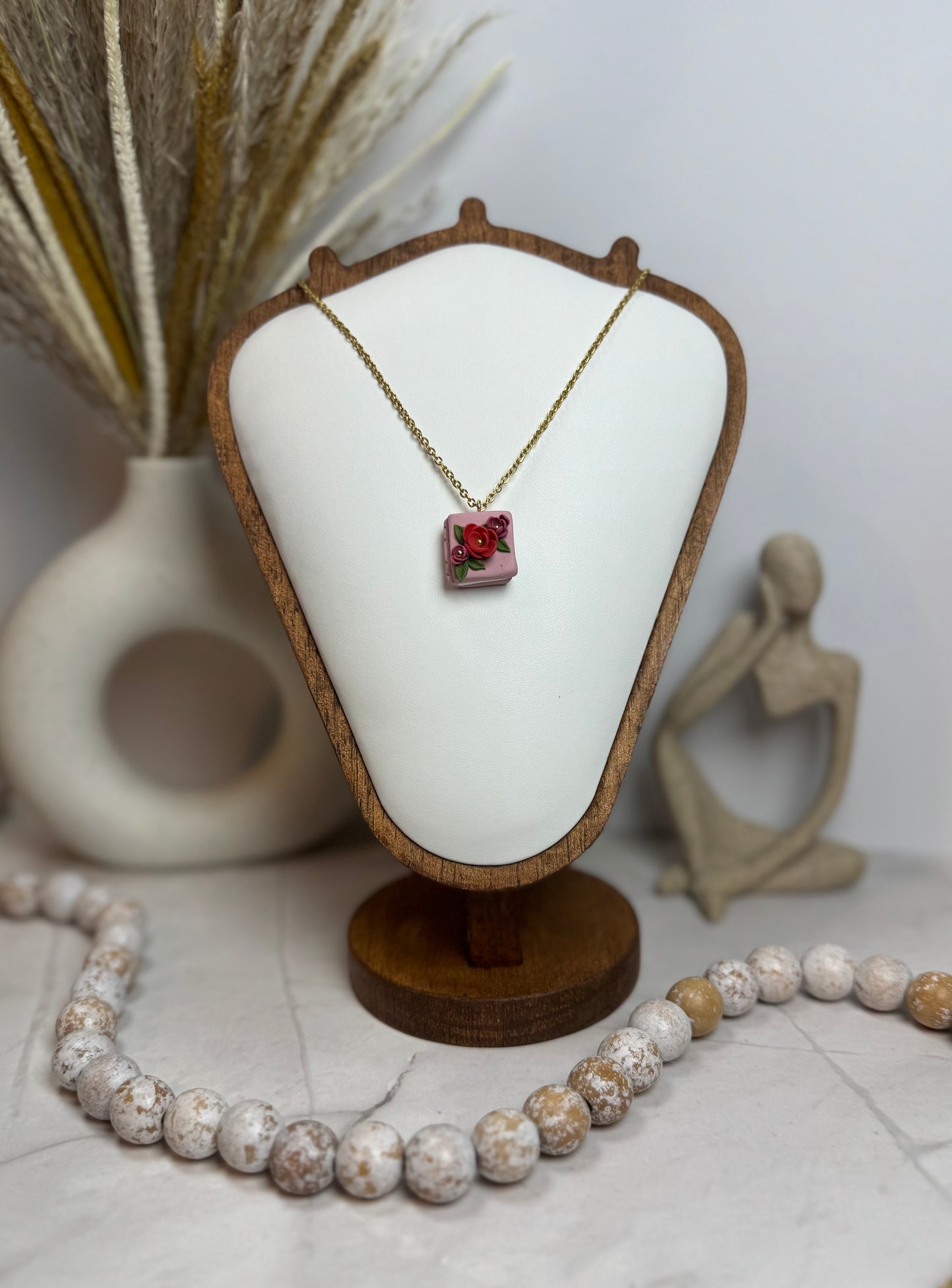 Floral Book Necklace