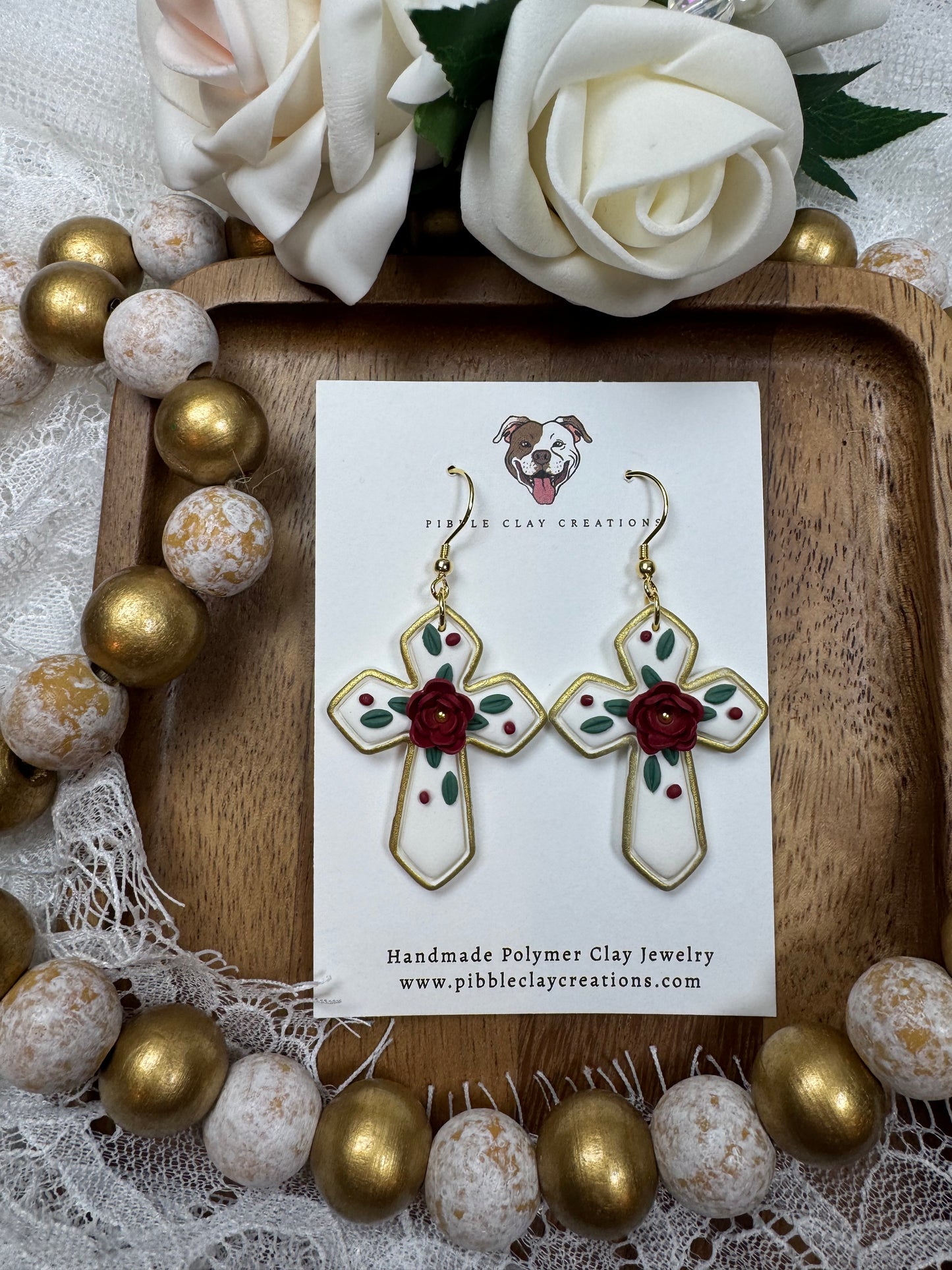 Floral Cross Earrings