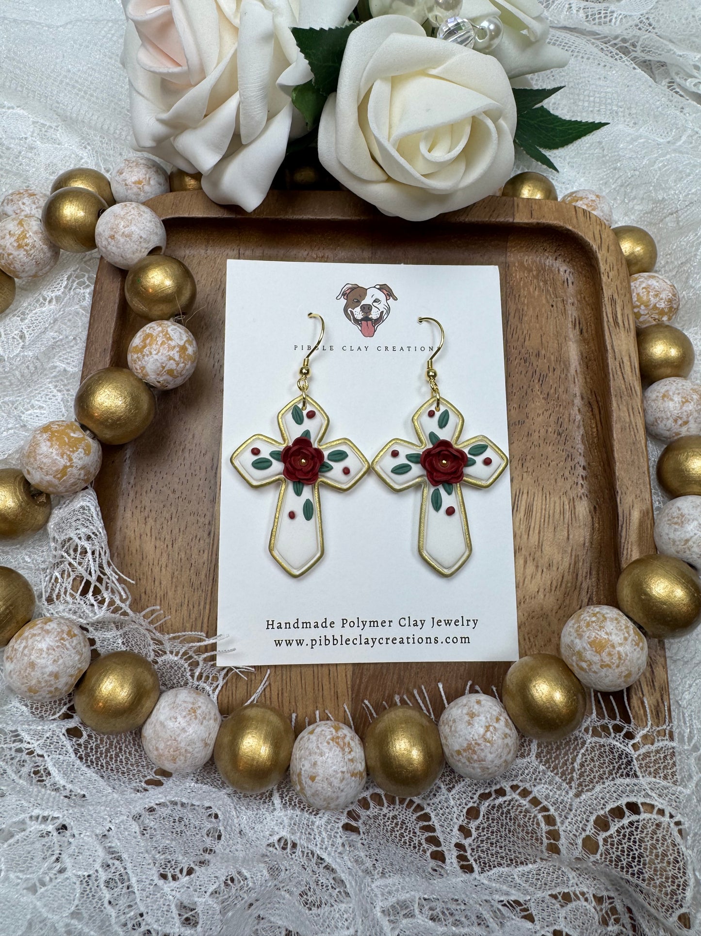 Floral Cross Earrings