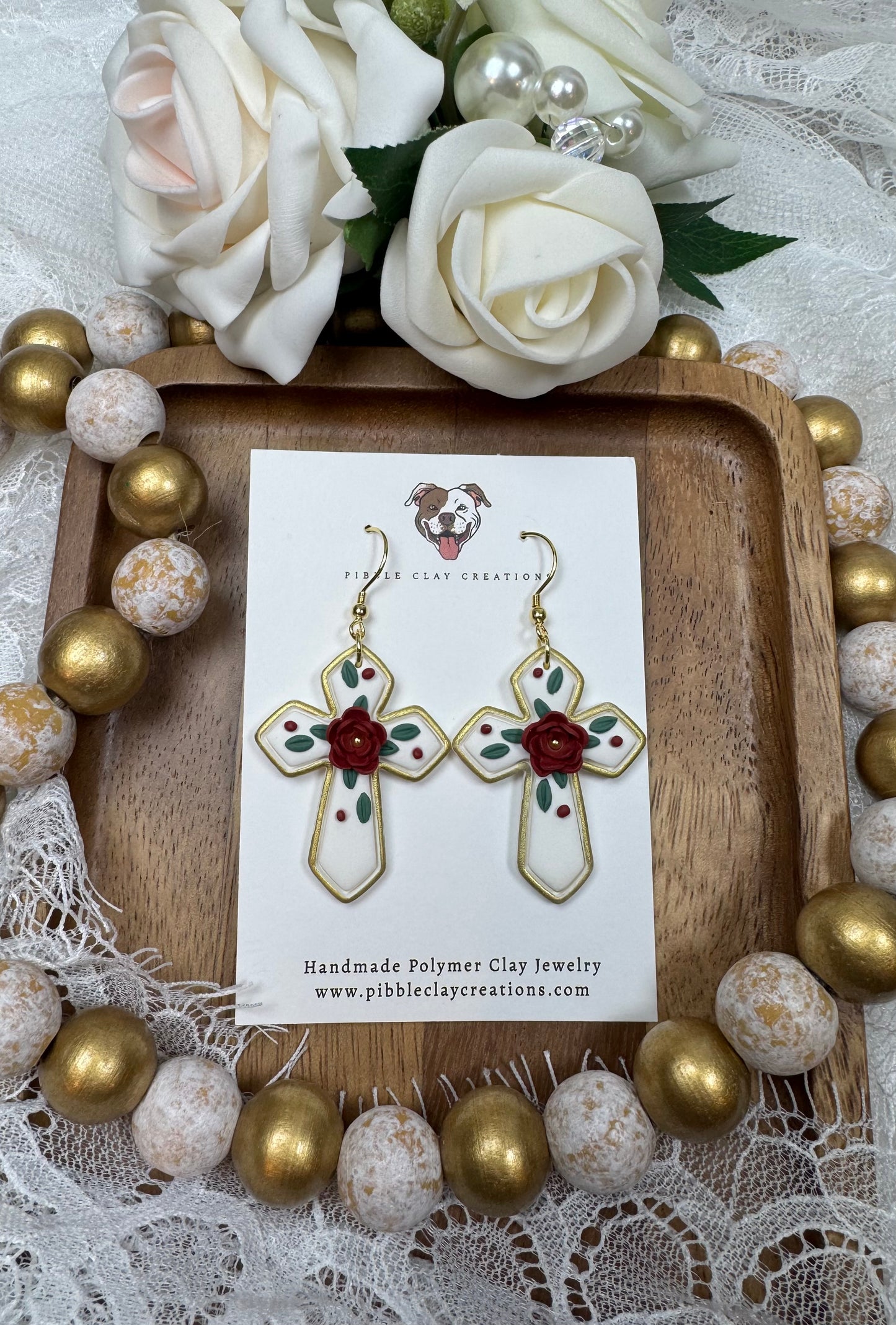 Floral Cross Earrings