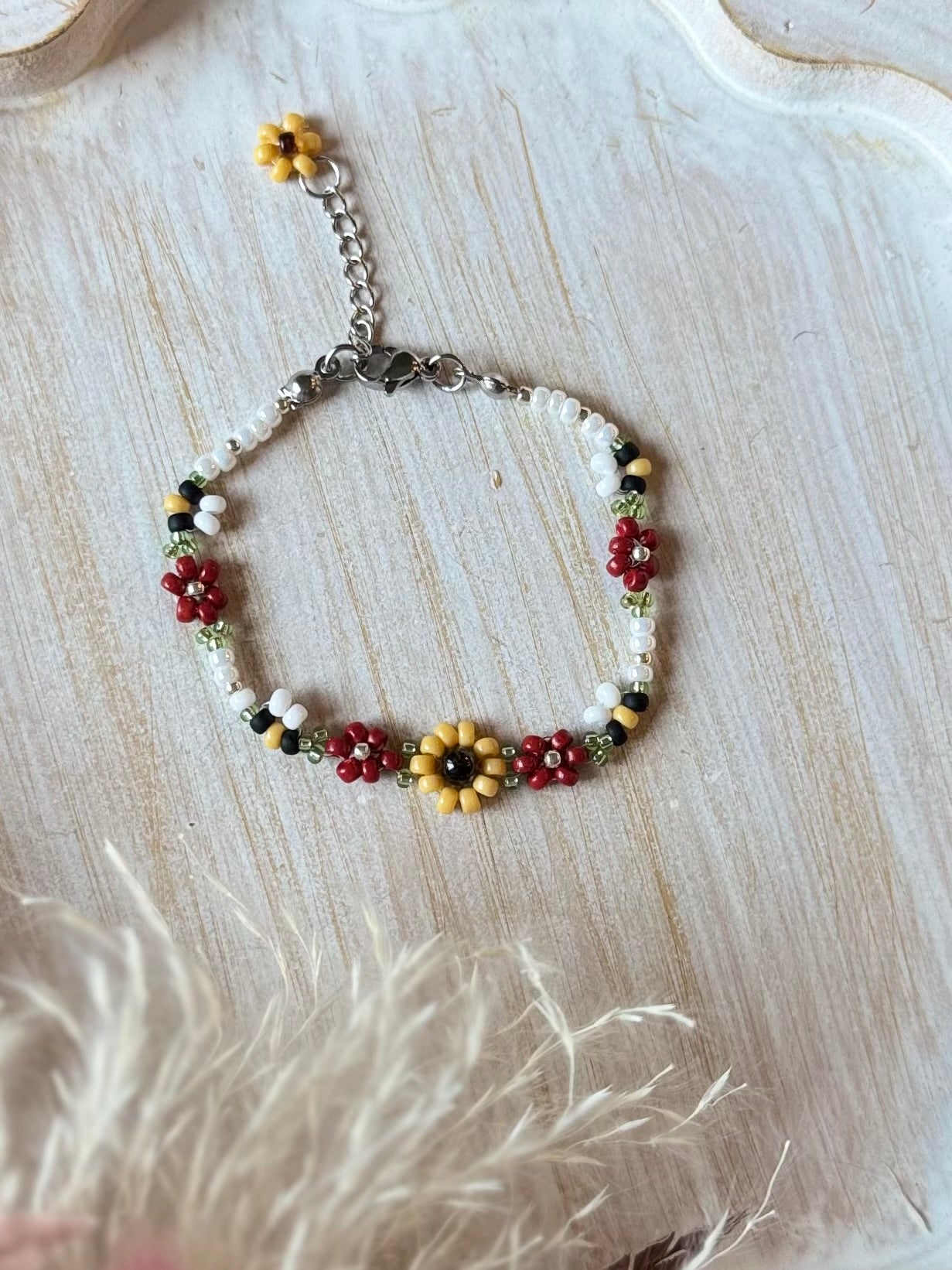 Red, Bee Bracelet, Sunflower Bracelet