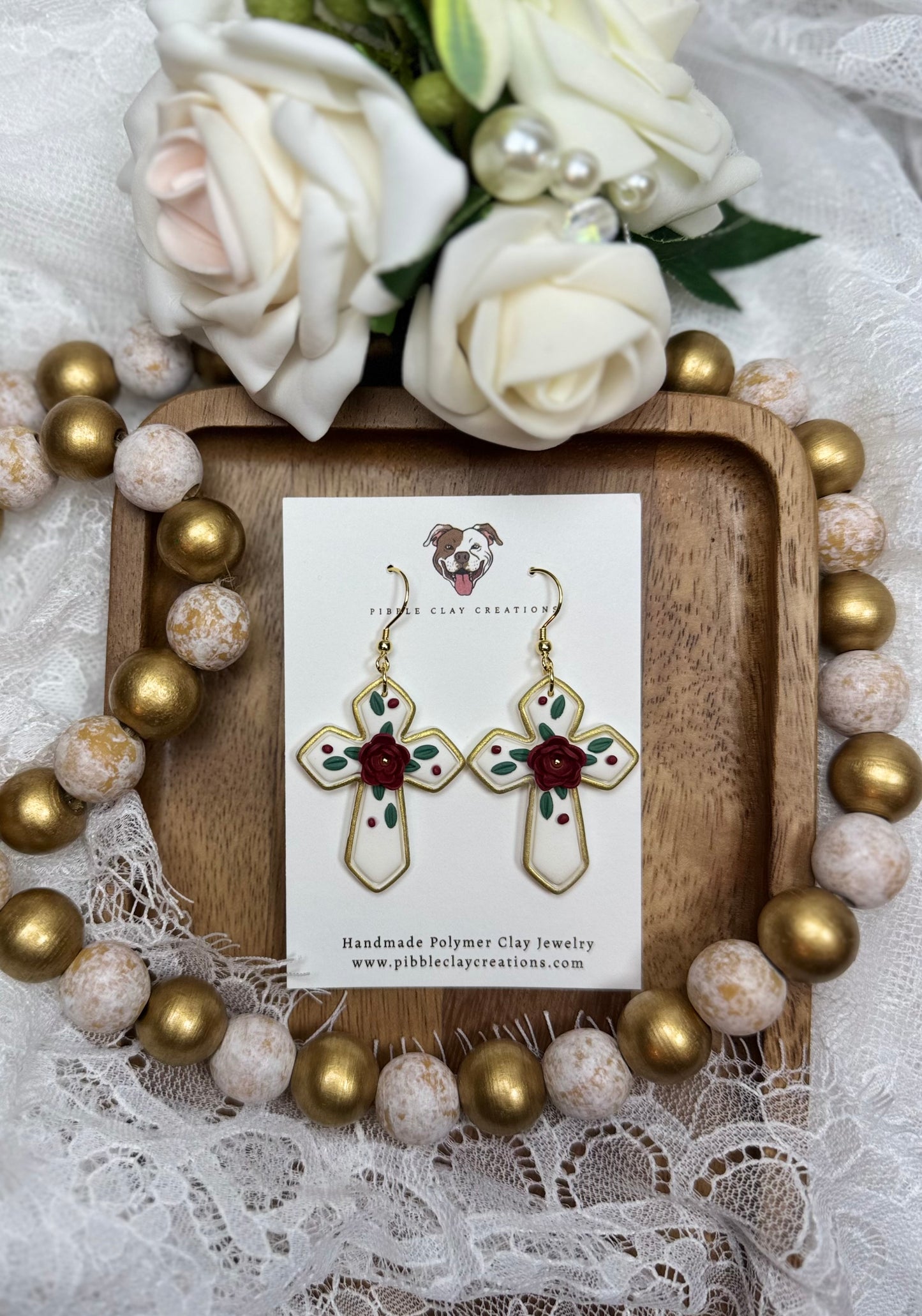 Floral Cross Earrings