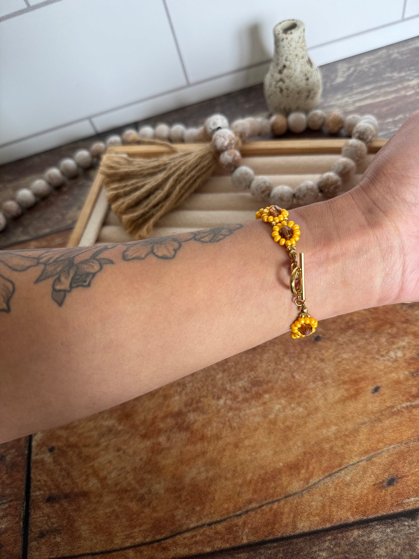 Sunflower Beaded Bracelet