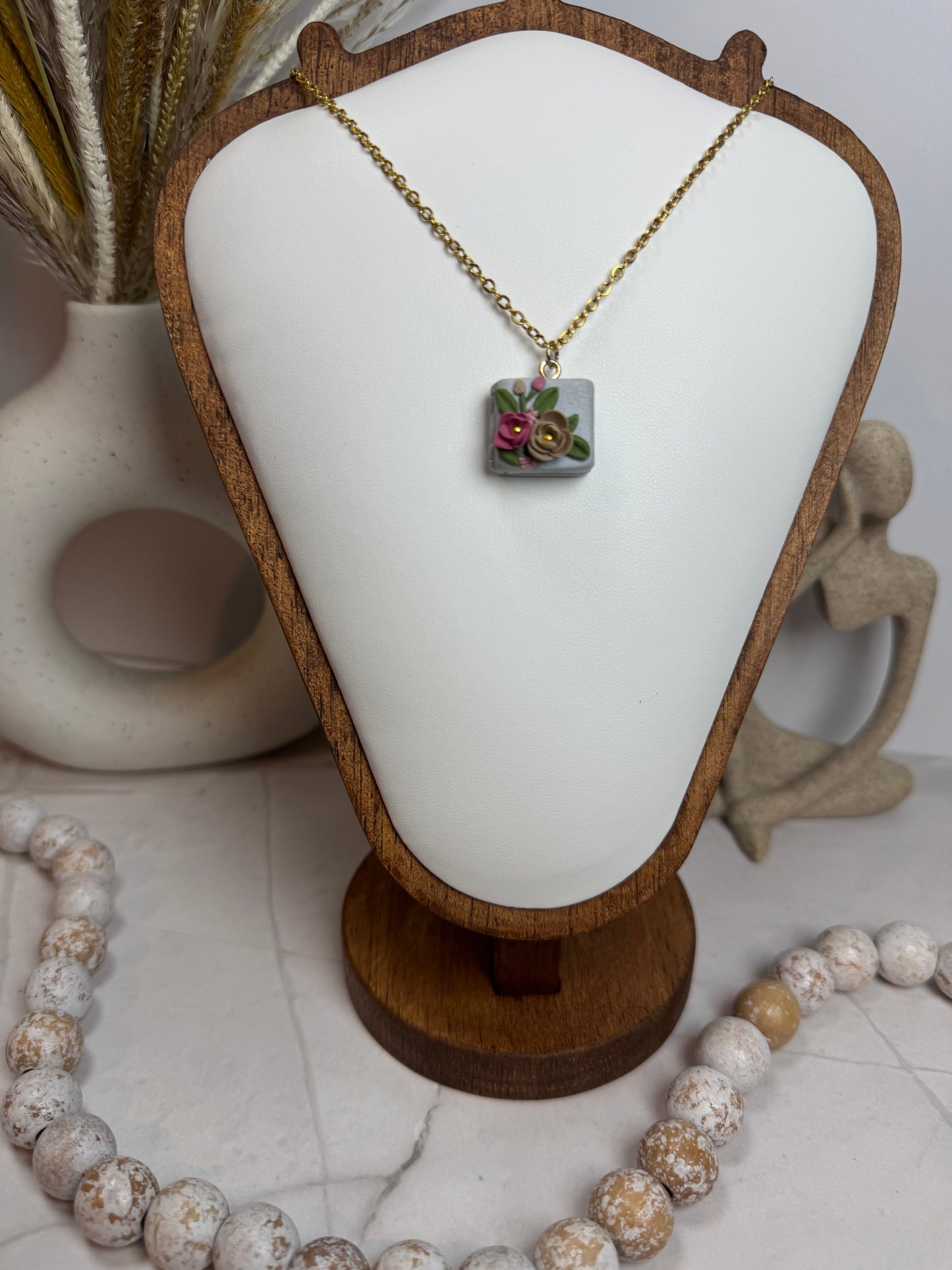 Floral Book Necklace