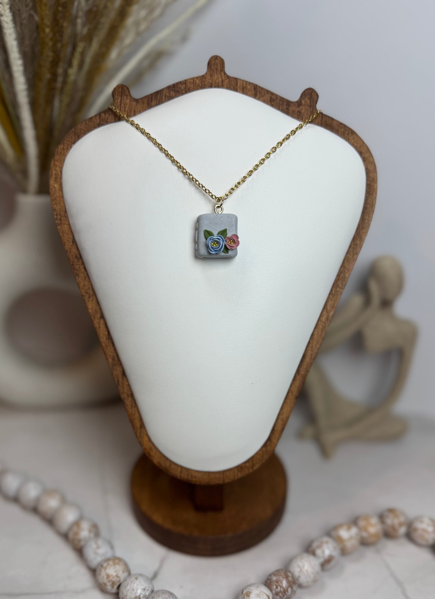 Floral Book Necklace