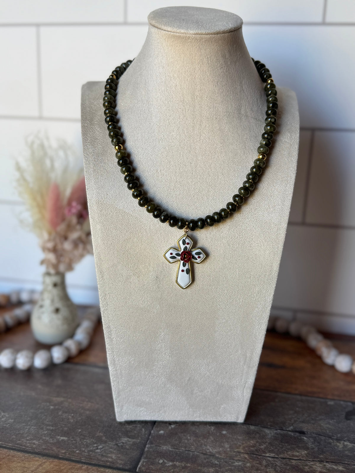 Green Jade, Cross Necklace