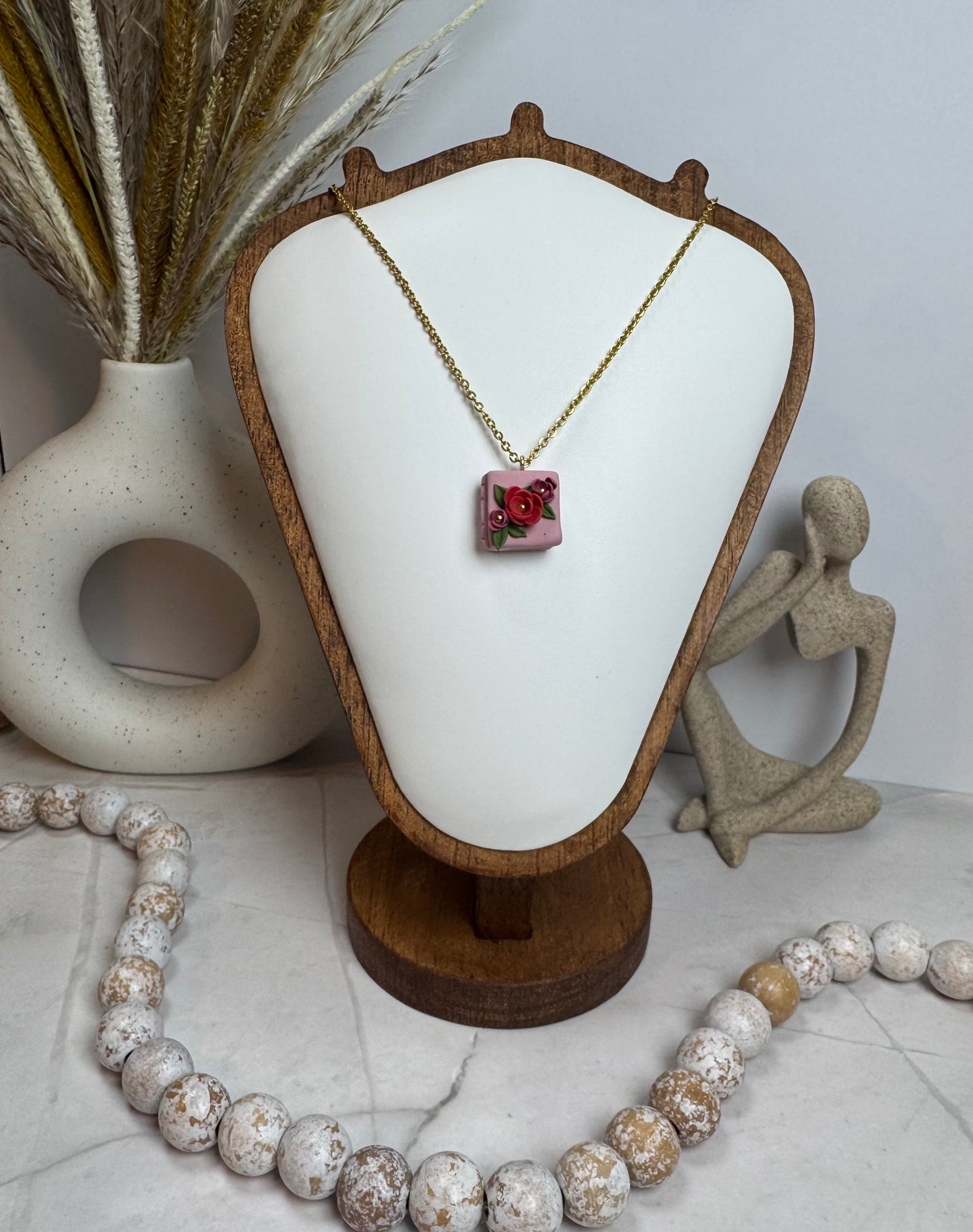 Floral Book Necklace