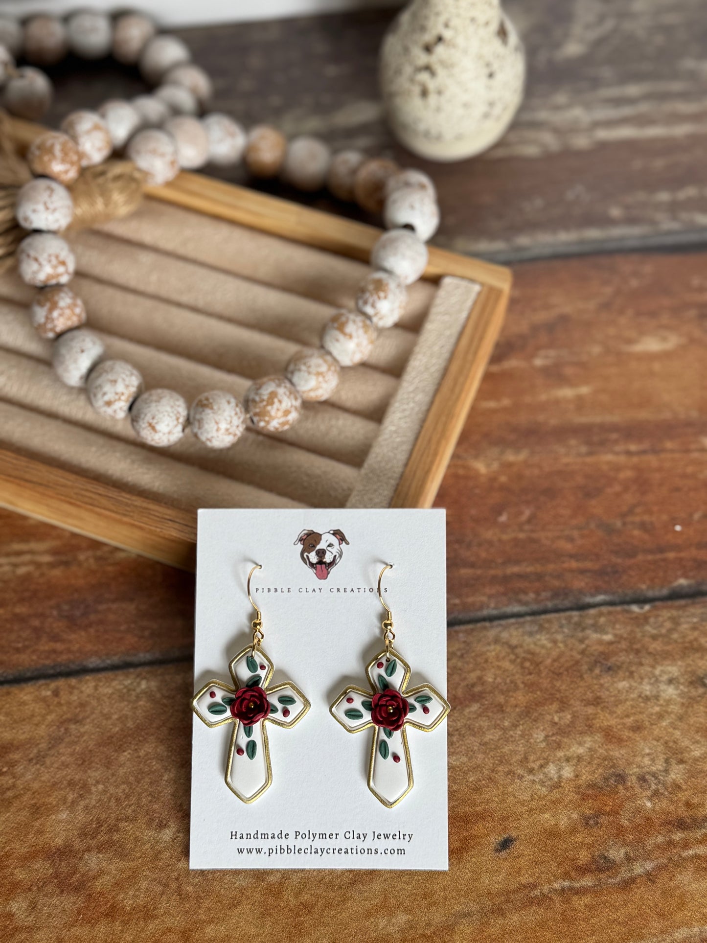 Floral Cross Earrings